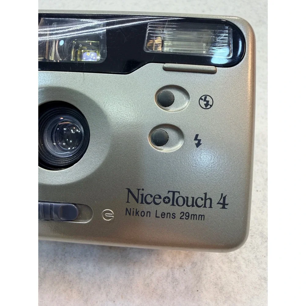 Nikon NiceTouch 4 35mm Film Camera Silver Black 29mm Lens Point & Shoot Untested